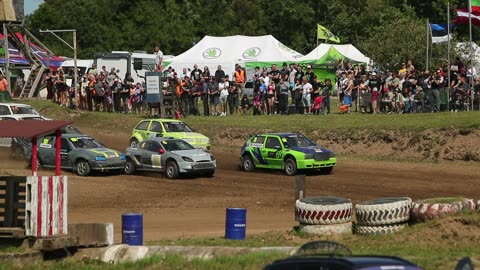 Racing Autocross Car Rolls Out Of Control