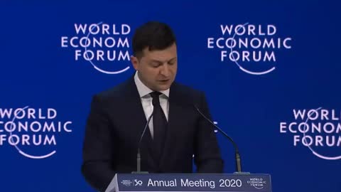 Ukraine President Volodymyr Zelensky speaking at WEF 2020