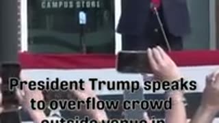 President Trump addresses overflow crowd outside venue in Conway, Sout Carolina