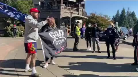 Peaceful Trump Protesters counter protest BLM they aren't Happy!!