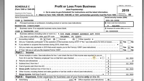 IRS Schedule C with Form 1040 - Self Employment Taxes