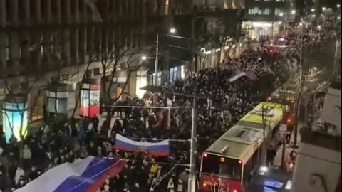 Thousands in Belgrade, Serbia Demonstrate Against NATO