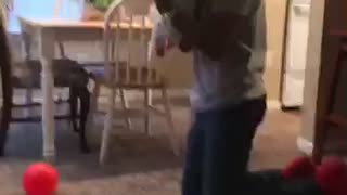 Father plays basketball with 4 month son!