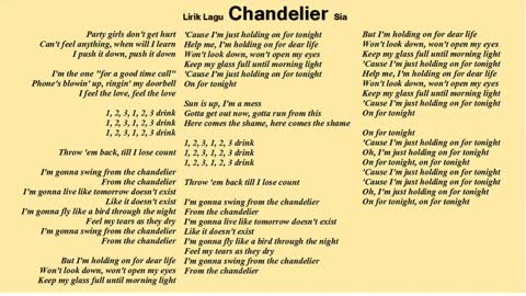 LYRIC SONG Chandelier Sia