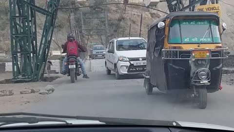 Dangerous Wood Bridge Crossing Over river in India