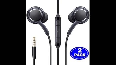 2 Pack Ear Buds Wired, 3.5mm Ear Buds with Microphone Headphones with Microphone Built-in, Earb...
