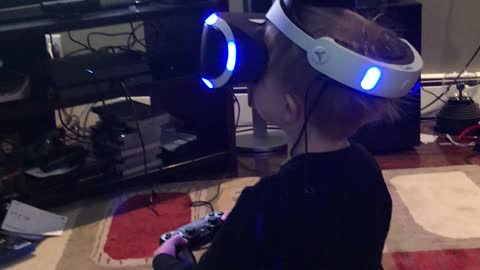 PS4 virtual reality play with grandson