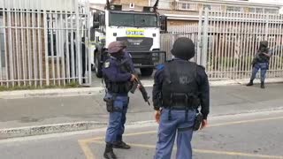 Strong police presence outside the Bishop Lavis Magistrate court