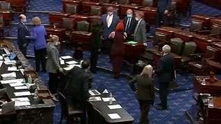 Lindsey Graham fist-bumps Kamala Harris upon her return to the Senate for the Shelton vote: