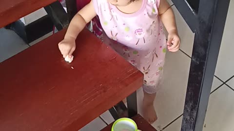 Baby Cleans Her Own Mess