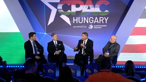 Attila Kovács, Robert Greenway, Matan Peleg, and Gadi Taub - CPAC in Hungary 2023