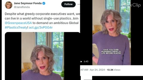 Champagne Socialist Jane Fonda Tweet - Climate Radicalism, Greenpeace, Overhyped