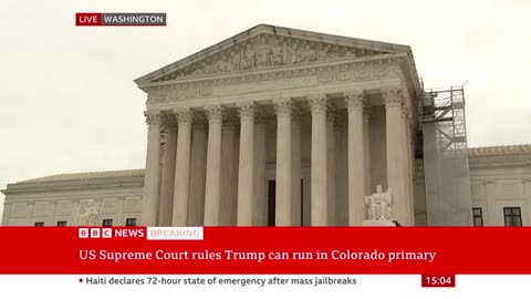 Donald Trump can stay on presidential ballot rules US Supreme Court _ BBC News