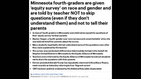 Minnesota Fourth-Graders Are Given 'Equity Survey' on Race/Gender & Told Not To Tell Their Parents!