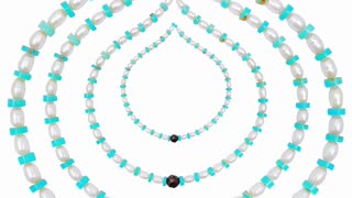 Natural turquoise with freshwater pearls and faceted garnet gemstone pendant choker