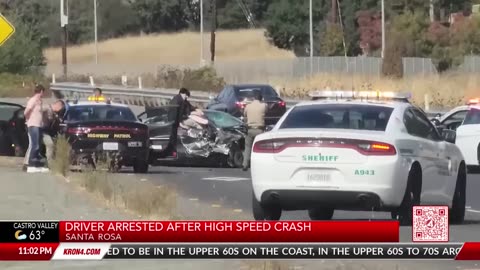 A driver was arrested following a high-speed crash on Hwy 101 in Santa Rosa.