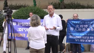 משה פייגלין בריאיון בעת עצרת מחאה מול שגרירות סין בתל אביב (חלק א')