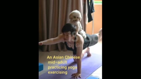 An Asian Chinese mid-adult practicing yoga exercising