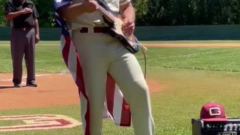 Ty Hicks of Guilford College Playing National Anthem on Guitar