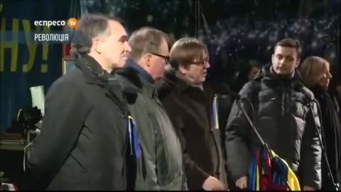 2014 EU Verhofstad en van Baalen jutten Oekrainers op op Maidan