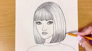 10 easy ideas for drawing very pretty girls .◈