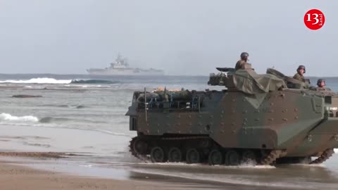 Japanese marines conduct beach landing exercise amid nationwide military drills
