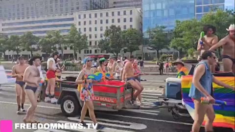D.C. Pride parade just a block away from today's pro-Palestine protest today
