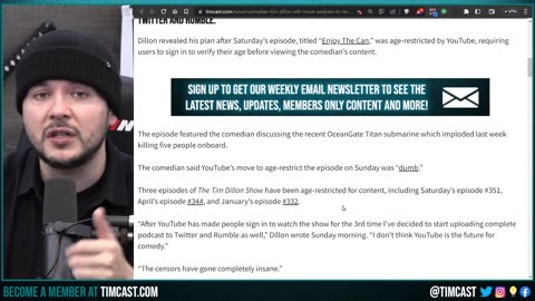 Tim Dillon And The Quartering QUIT Youtube As Main Home Over Censorship, Youtube DESTROYING Itself