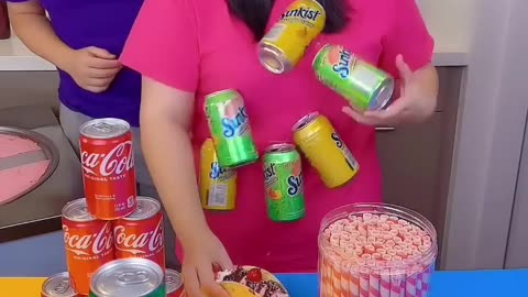 Ice cream challenge! 🍨 pink sweets vs soda