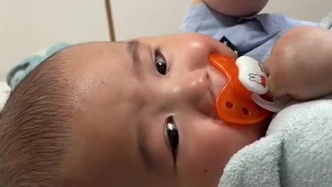 The baby's reaction to learning about the pacifier for the first time was so unexpected...