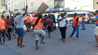 e-Hailing drivers protesting in the streets of Durban