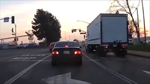 BMW almost hits car