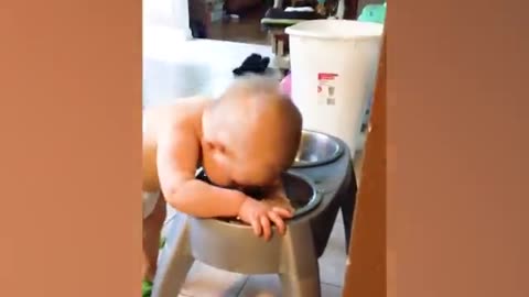 Funny baby playing