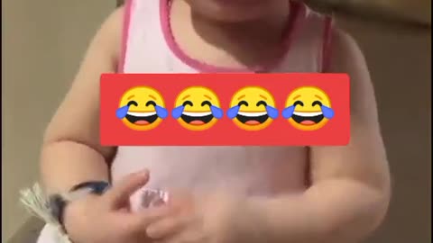 Funny baby wearing mask