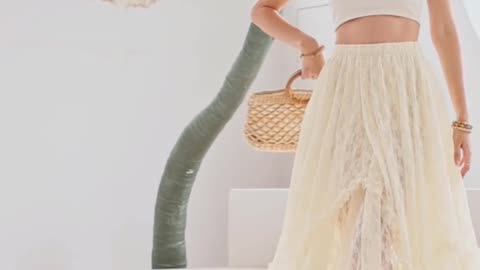 Beach Cover Up for Women Elastic Waist See-Through Boho Skirts