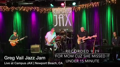 Live Show, Jazz Saxophone, Sax, Greg Vail Jazz, Just the Sax mix, Live Jazz