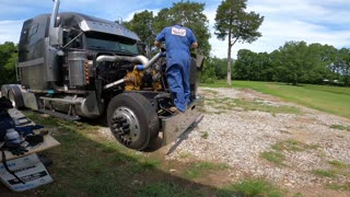 PREPARING TO REMOVE THE FREIGHTLINER RADIATOR