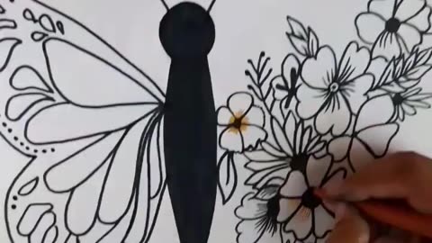 Floral butterfly drawing