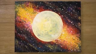 How to Paint a Galaxy Moon _ Daily Painting Technique