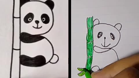 Teacher vs student drawing/draw a panda 🐼/beautiful panda