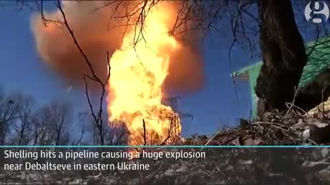 Huge explosion in Ukraine as mortar shell hits gas pipeline _ Guardian Wires