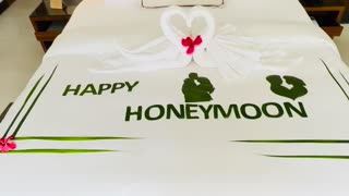 Happy Honeymoon Bed Decoration