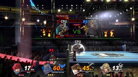 Roy vs Captain Falcon vs Pit vs Ken on Boxing Ring (Super Smash Bros Ultimate)