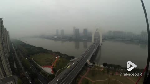 Gainers base jump from a crane