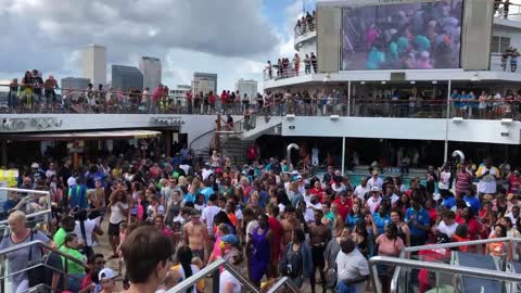 Carnival Glory cruise deck leaving Port of New Orleans