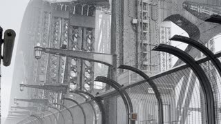 Sydney’s Bay Bridge under heavy rainfall