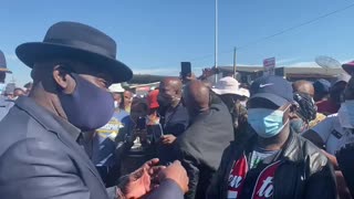 Police minister Bheki Cele addresses community about slain officer