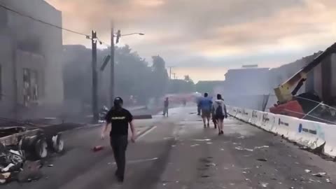 Minneapolis in May 2020 following extreme violence by BLM-Antifa rioters.