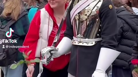 King's Guard shouts at girl outside Buckingham Palace