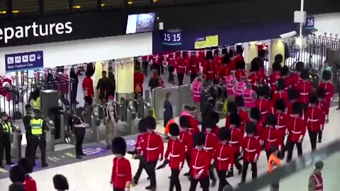 Soldiers arrive by train for King Charles' coronation